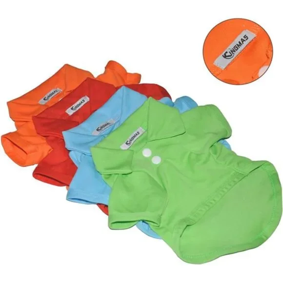 4 Pieces Dog T-Shirt, Breathable Pet Shirts, Puppy Sweatshirt Dog Clothes Outfit - Picture 2 of 7